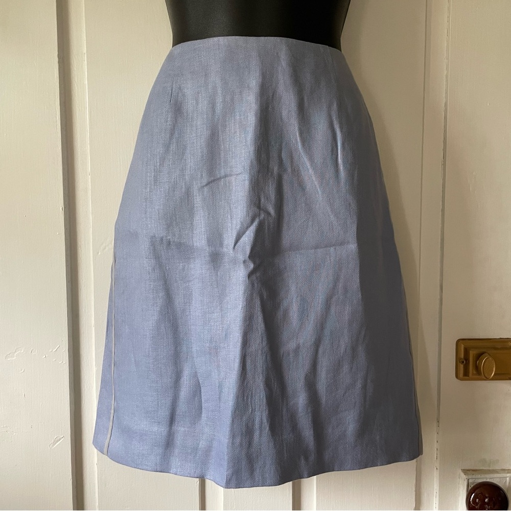 J. CREW Light Blue Skirt with Gray Stripes on the Sides